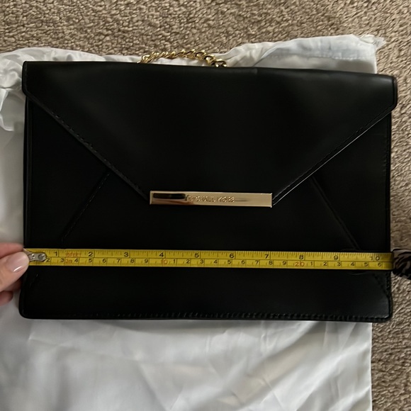 Black Michael Kors clutch with gold chain - Picture 7 of 8